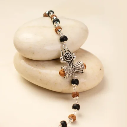 Om Trinetra Trishul Damru Karungali Rudraksha Bracelet