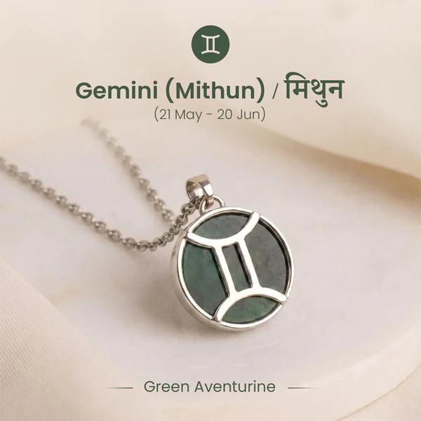1-2026-04-29T153242.520_0cf06f62-29f9-40a9-aca2-c61c1f67810f Gemini Pendant (मिथुन राशि) with Green Aventurine - Image 1