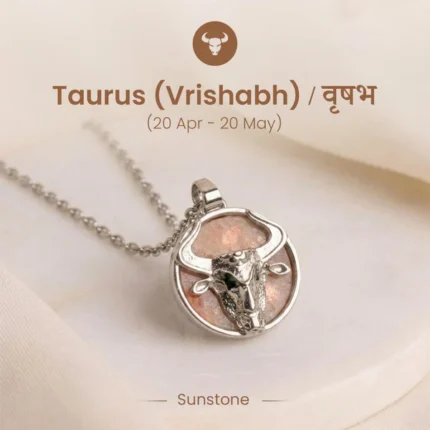 Taurus Pendant (वृषभ राशि) with Sunstone