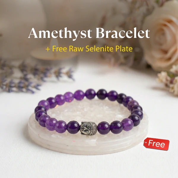 Amethyst_Bracelet_8cb179d0-a6d0-4f99-98cd-47a8d7091338 Amethyst Bracelet with FREE Raw Selenite Plate - Image 1