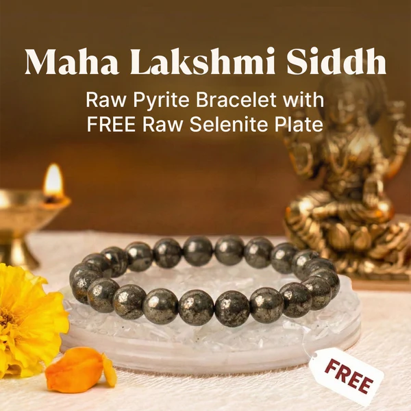 Raw_Pyrite_Bracelet_with_FREE_Raw_Selenite_Plate_aa920389-cf8d-4edb-832d-53468a3ca36f (1) Maha Lakshmi Siddh Raw Pyrite Bracelet with FREE Raw Selenite Plate - Image 1