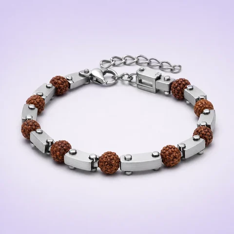 rudraksha-steel-bracelet-480w Rudraksha Steel Bracelet - Image 1